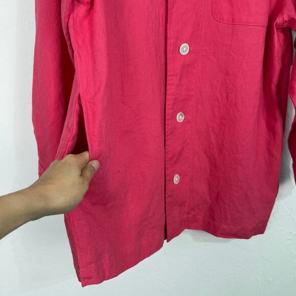 Vtg Ralph Lauren L/S Button up Tunic Top Size 8 Pink 100% Linen - Picture 3 of 9